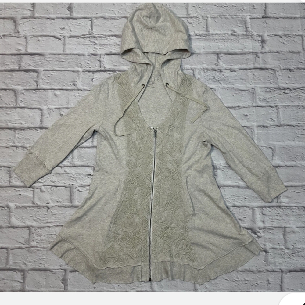 Caite Heathered Hooded Zip Up